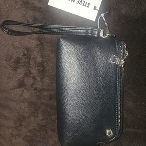 Steve Madden Black Leather Wristlet